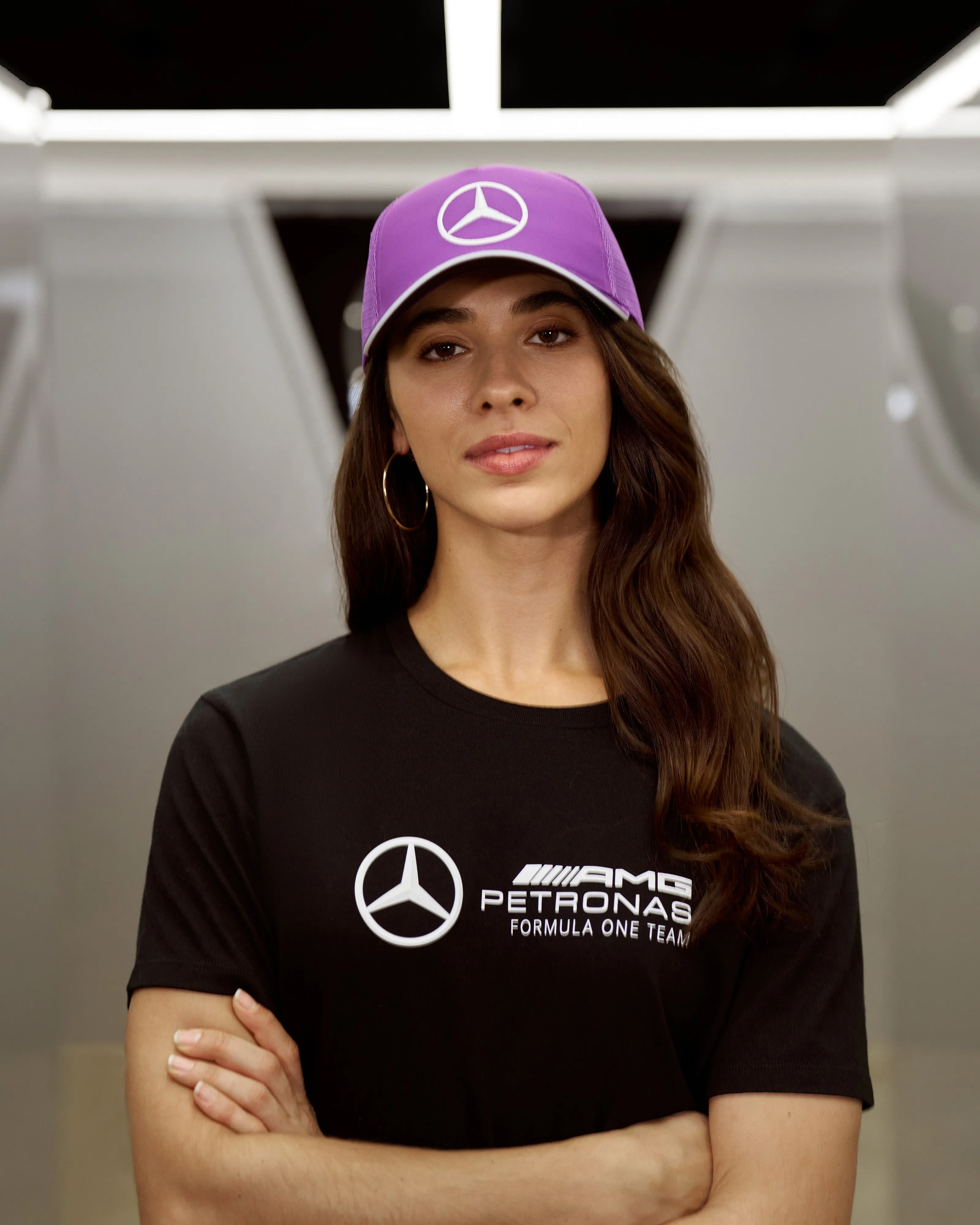 Lewis Hamilton 2024 Team Driver Trucker Cap Purple