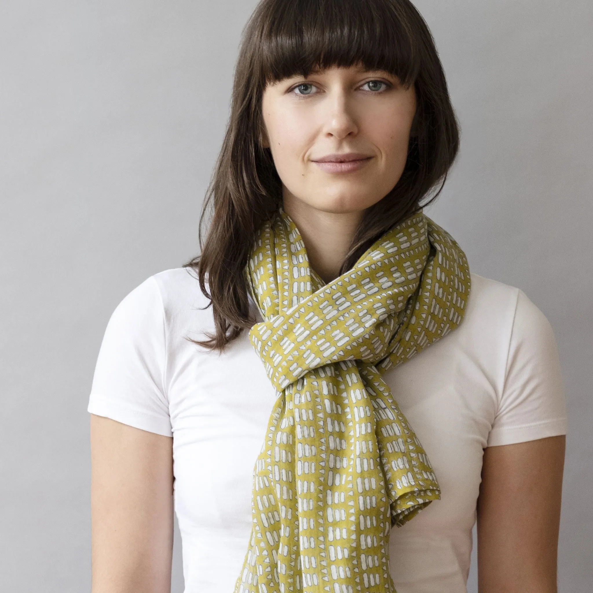 Matta Mustard Block Printed Scarf
