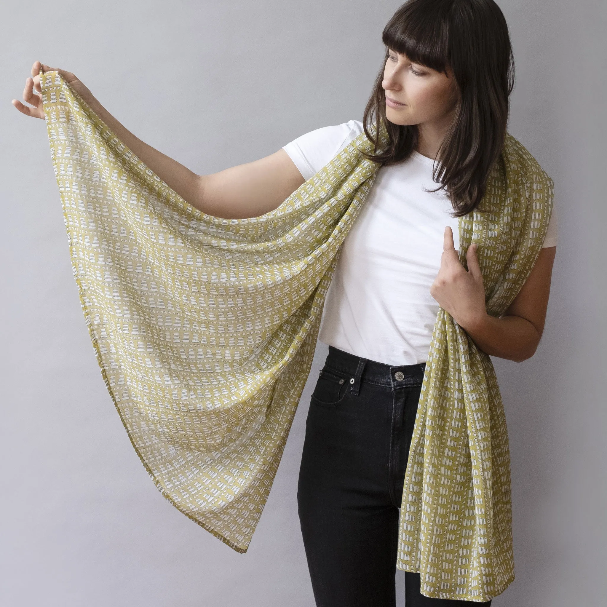 Matta Mustard Block Printed Scarf