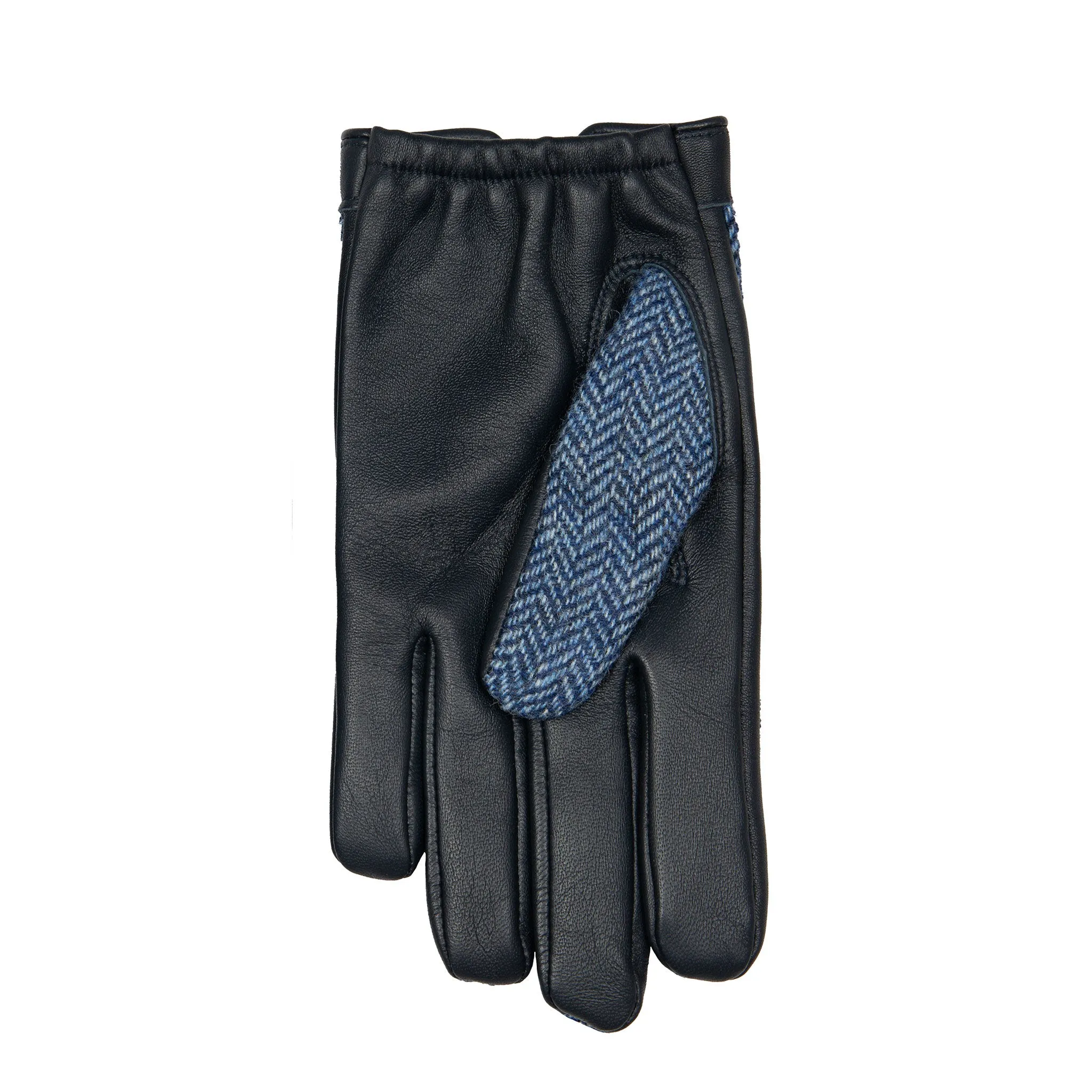 Men’s Heritage Touchscreen Cashmere-Lined Abraham Moon Herringbone Tweed and Leather Gloves