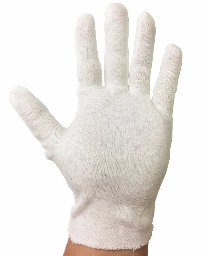 Men's Light Weight White 100% Cotton Lisle Inspection Gloves - Size Large