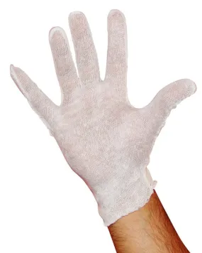 Men's Light Weight White 100% Cotton Lisle Inspection Gloves - Size Large