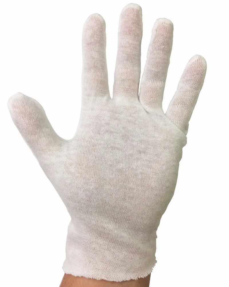 Men's Light Weight White 100% Cotton Lisle Inspection Gloves - Size Large