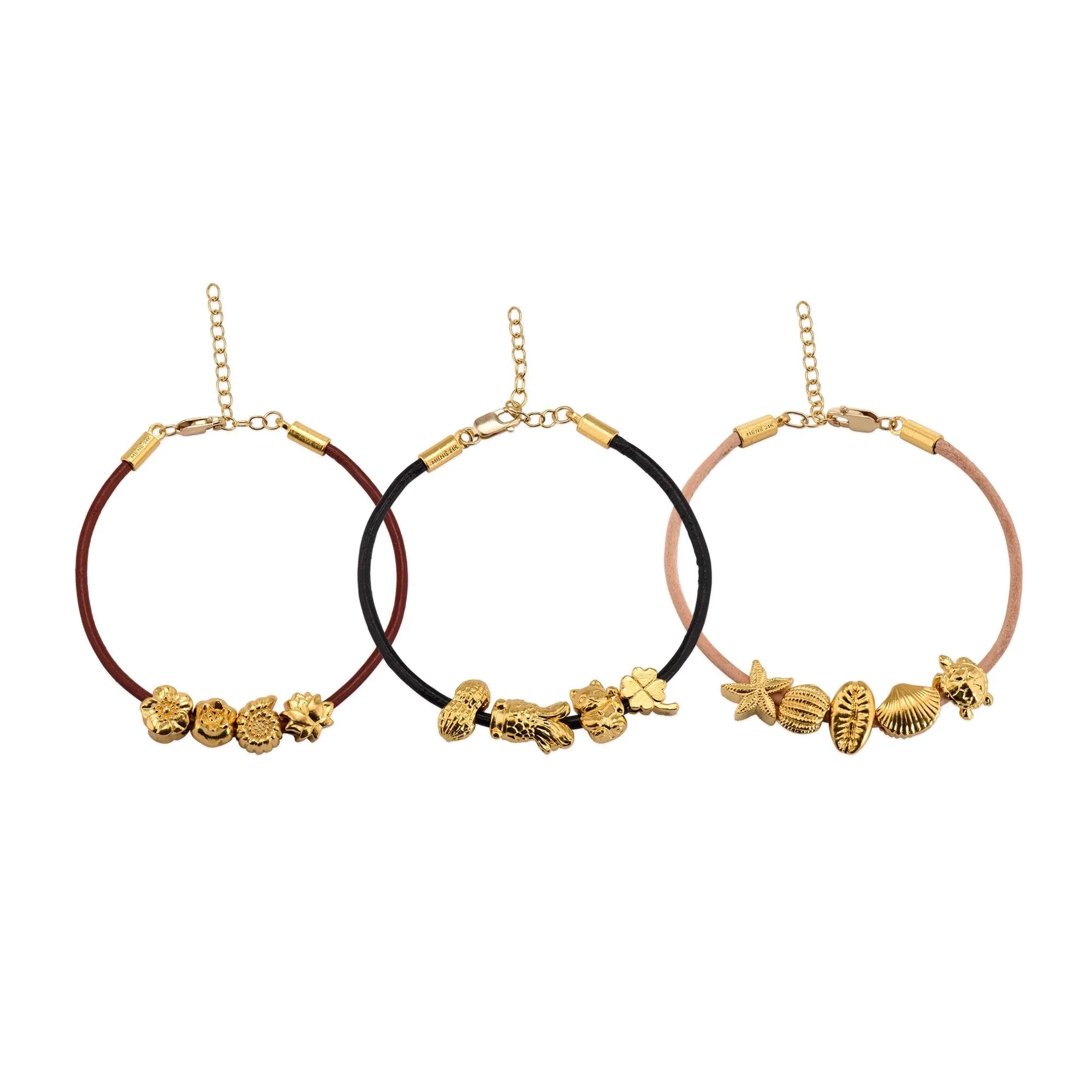 Gold Leather Menē Bracelet