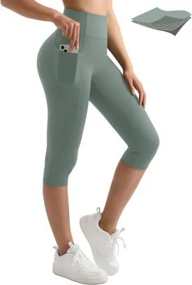 MOOSLOVER Women Buttery Soft Capris Leggings with Pockets High Waisted Scrunch Butt Tummy Control Workout Yoga Pants