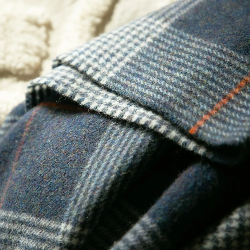 Navy Check Lambswool Blanket