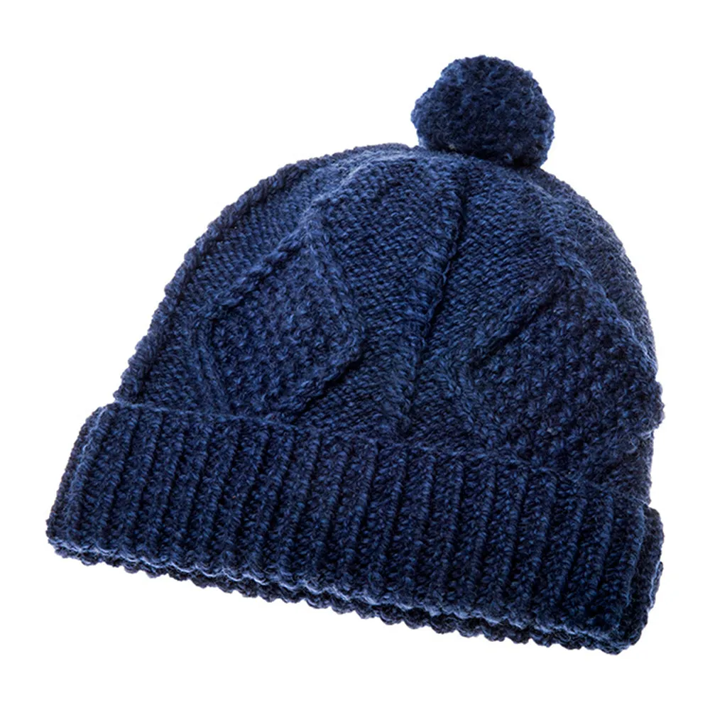 Navy Hand Knit Beanie