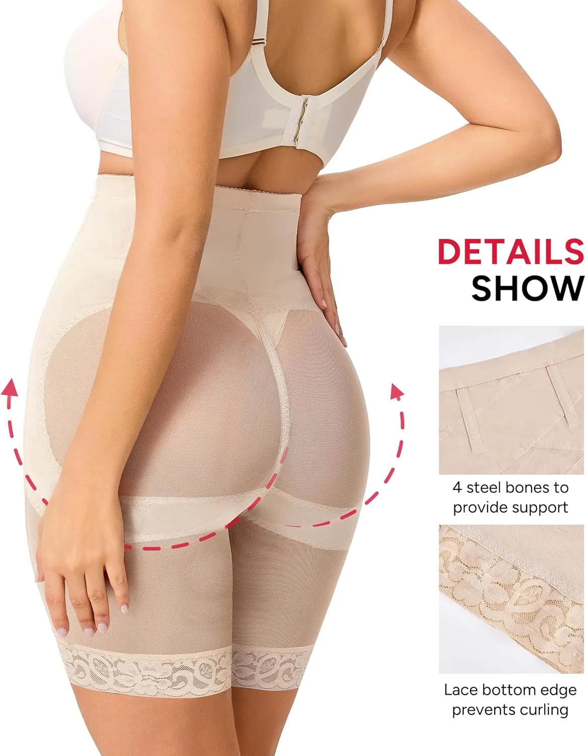 Nebility Tummy Control Shapewear Shorts High Waisted Body Shaper Butt Lifting Panties Thigh Slimmer Girdle
