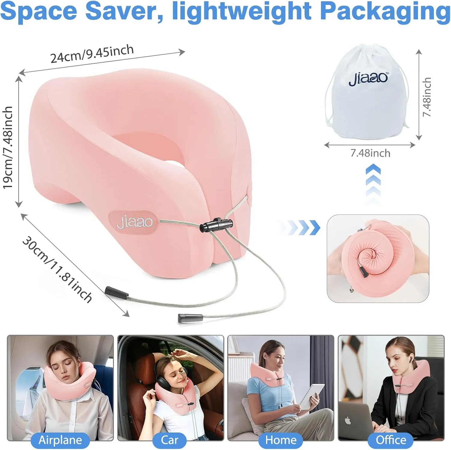 Neck Pillow Airplane, Memory Foam Travel Pillow, Travel Essentials with 3D Eye Masks, Earplugs and Storage Bag, U Shaped Neck Support for Airplane, Train, and Car