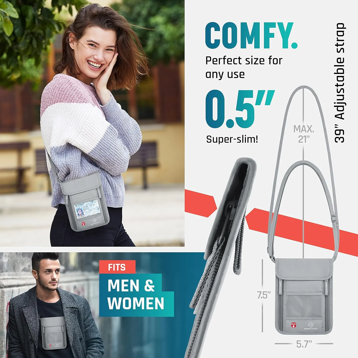 Neck Wallet with RFID Blocking Passport Holder for Men and Women  Super Slim Travel Pouch to Protect Your Essentials