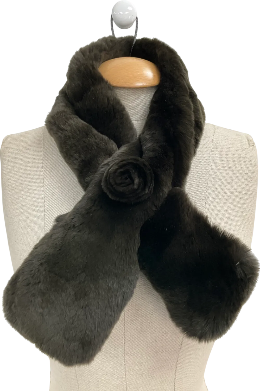 n.peal Brown Luxury Deep Pile Rex Fur Neck Warmer