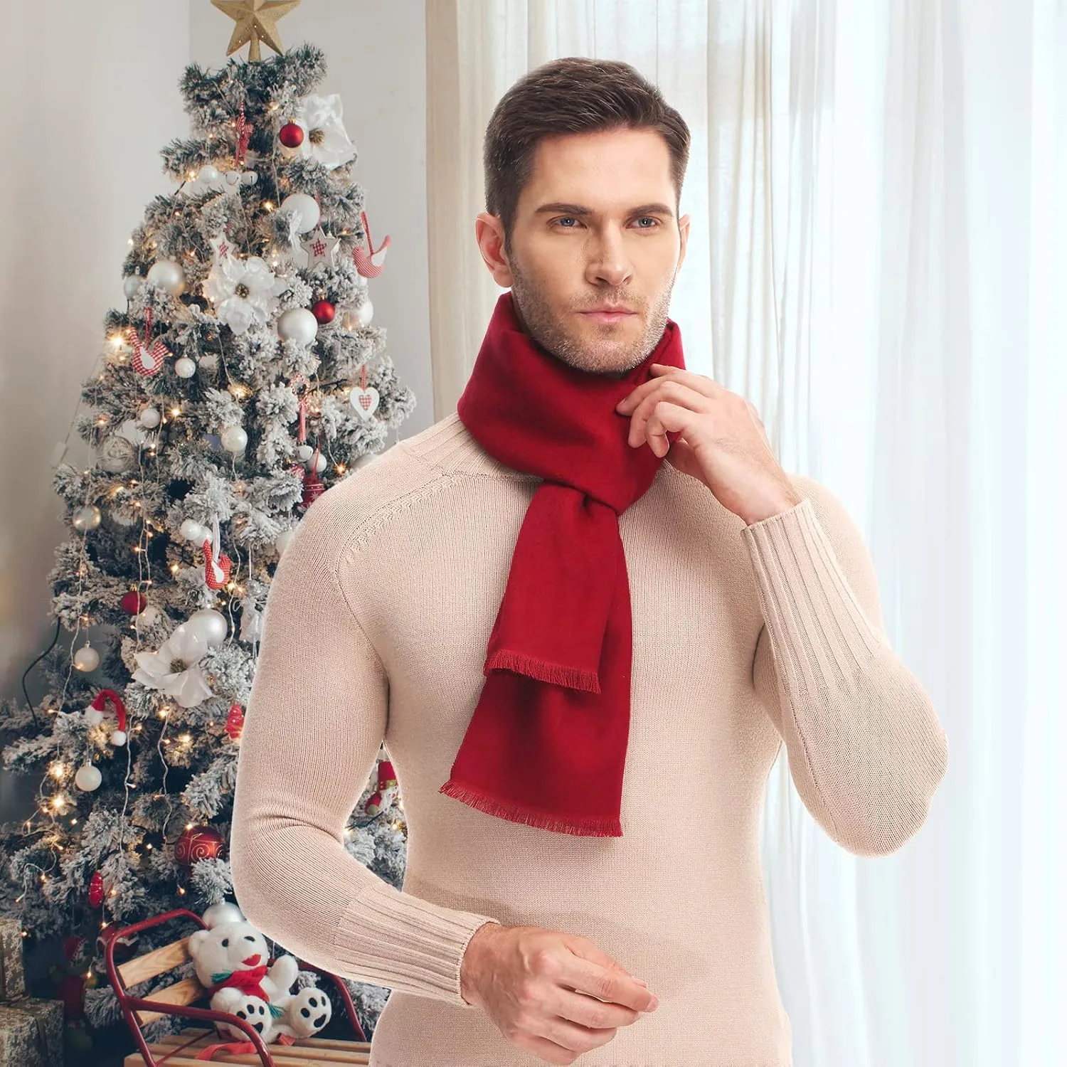 OHAYOMI Mens Scarf Winter Fashion Formal Soft Scarves for Men