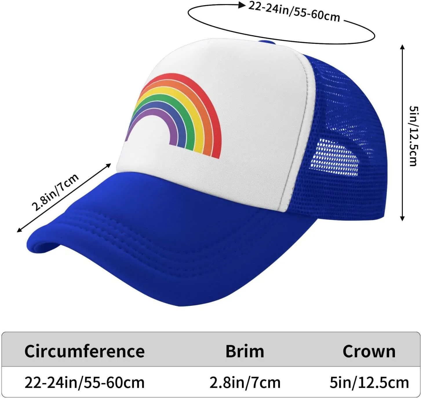 Pride Rainbow Trucker Hat for Men Women, Lesbian Gay Bisexual Transgender LGBT Baseball Cap Mesh Caps
