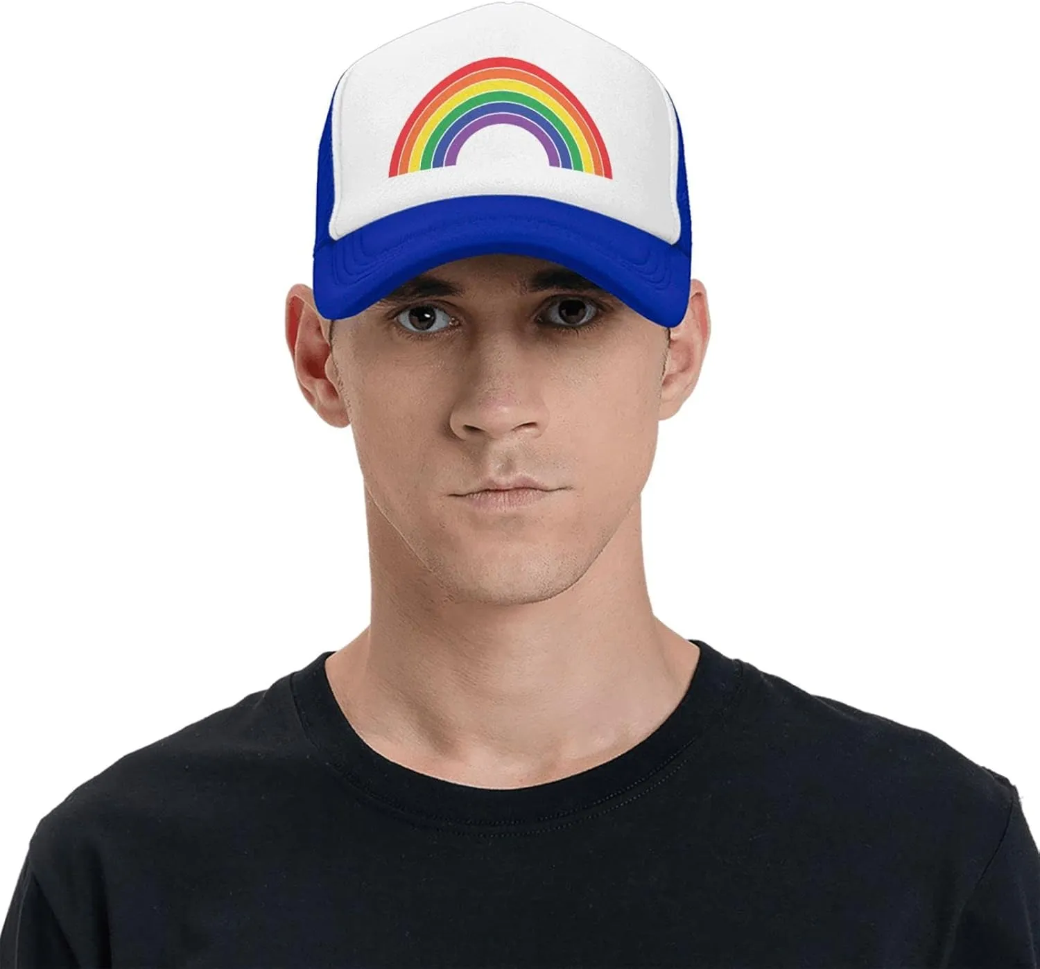 Pride Rainbow Trucker Hat for Men Women, Lesbian Gay Bisexual Transgender LGBT Baseball Cap Mesh Caps
