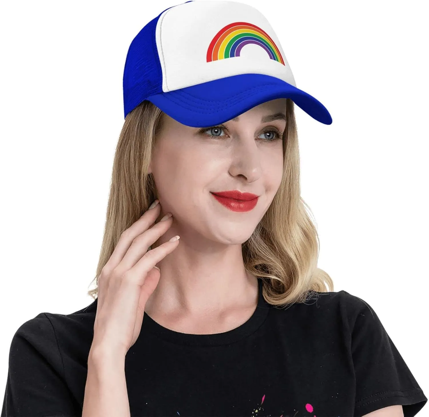 Pride Rainbow Trucker Hat for Men Women, Lesbian Gay Bisexual Transgender LGBT Baseball Cap Mesh Caps