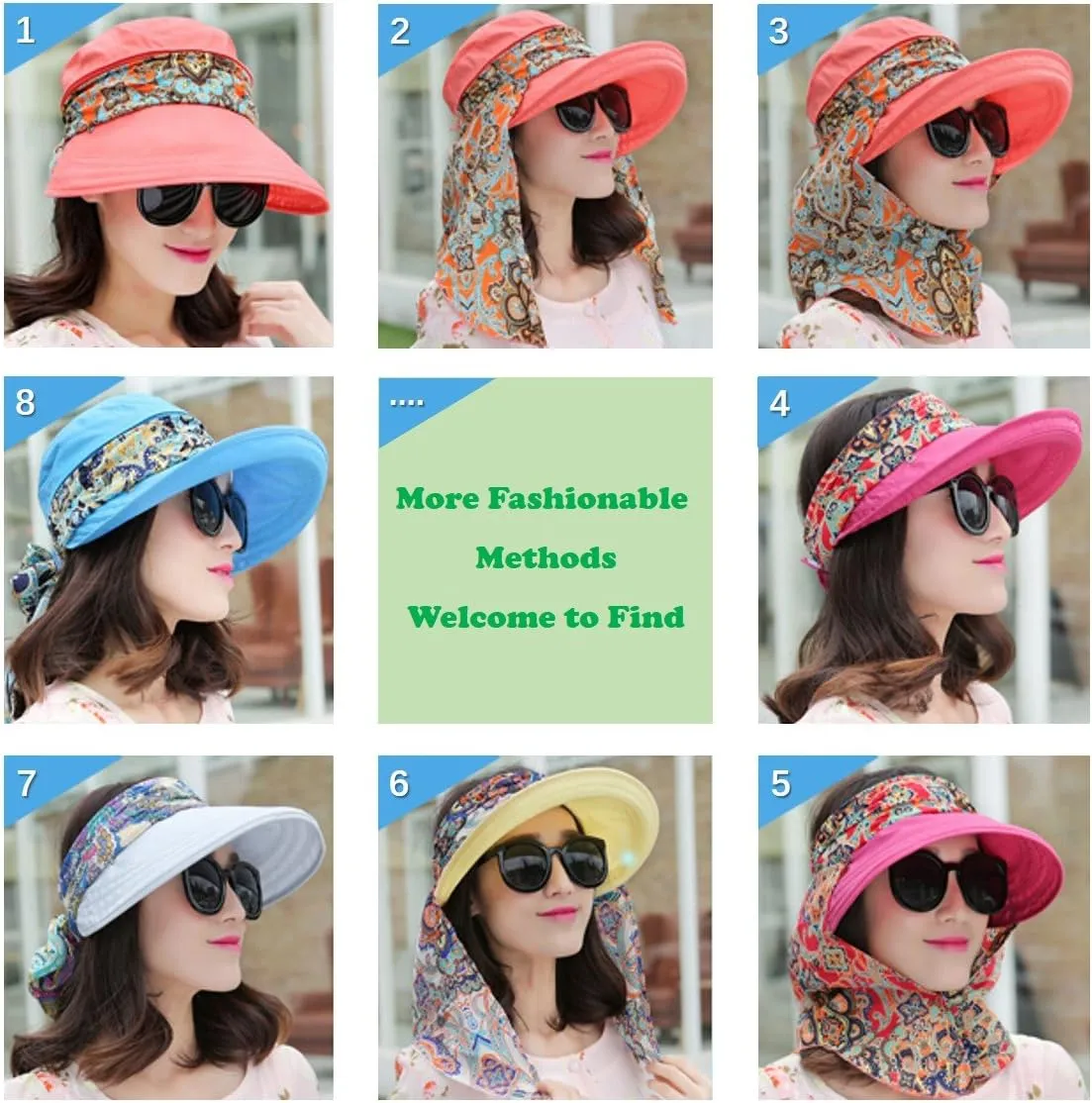 Roll Up Wide Brim Sun Visor UPF 50  UV Protection Sun Hat with Neck Protector
