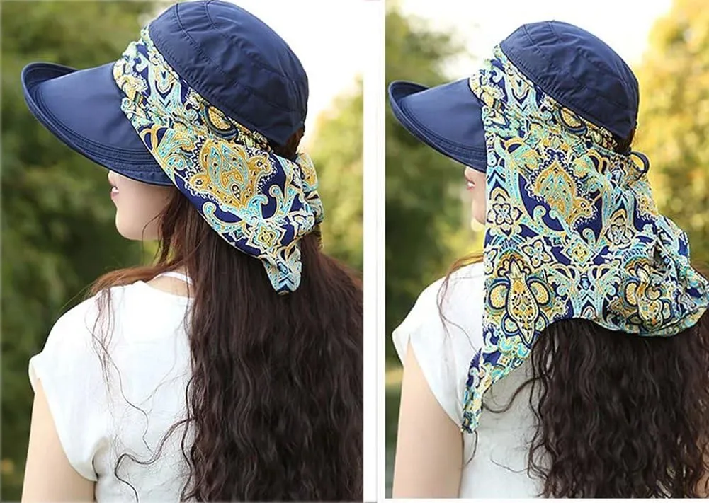 Roll Up Wide Brim Sun Visor UPF 50  UV Protection Sun Hat with Neck Protector