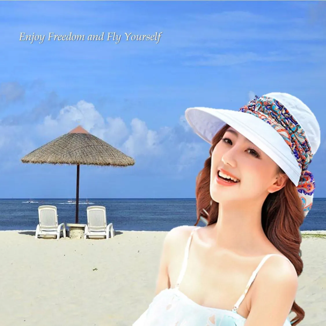 Roll Up Wide Brim Sun Visor UPF 50  UV Protection Sun Hat with Neck Protector