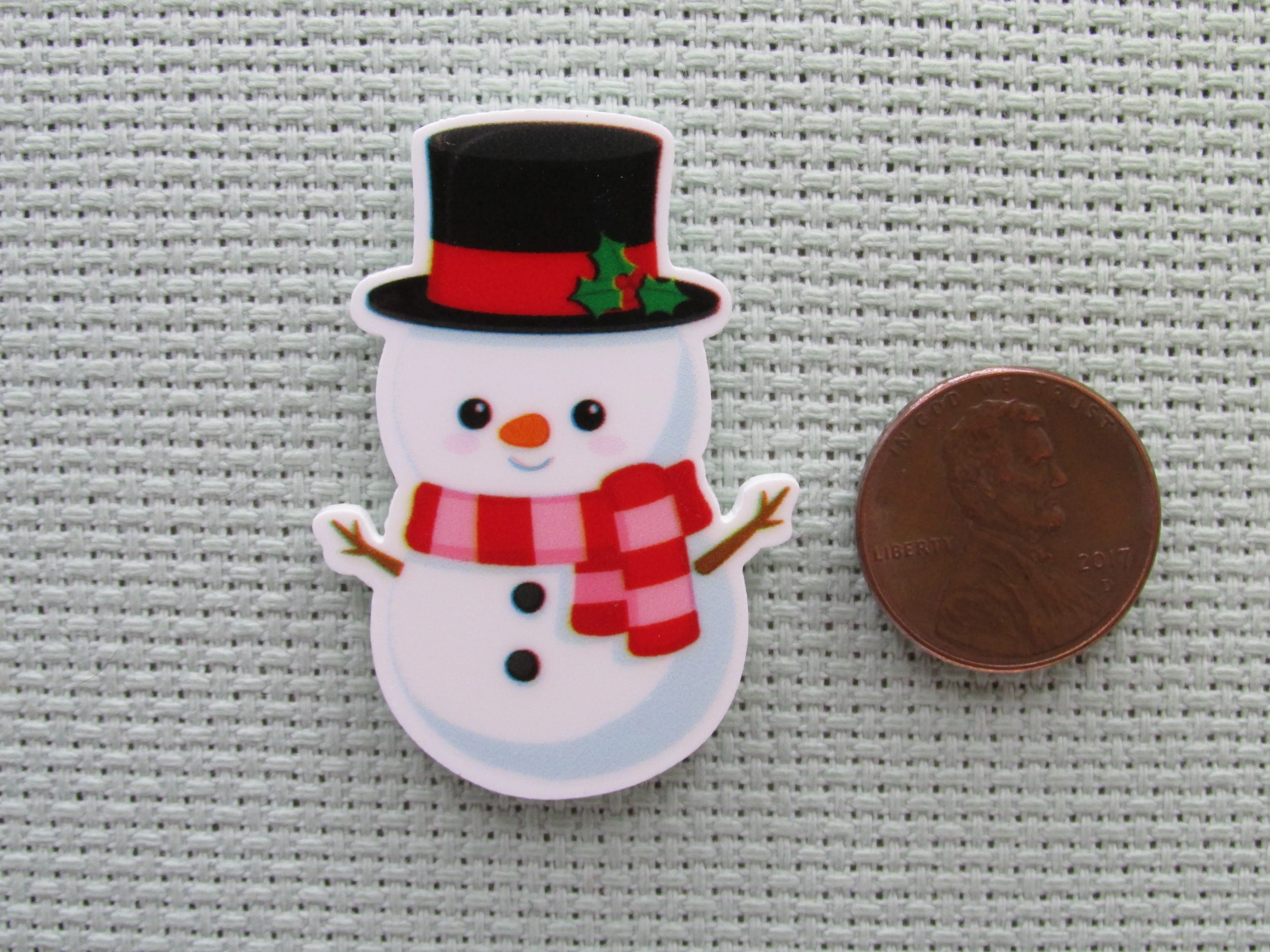 Scarf Wearing Snowman Needle Minder, Cover Minder, Magnet