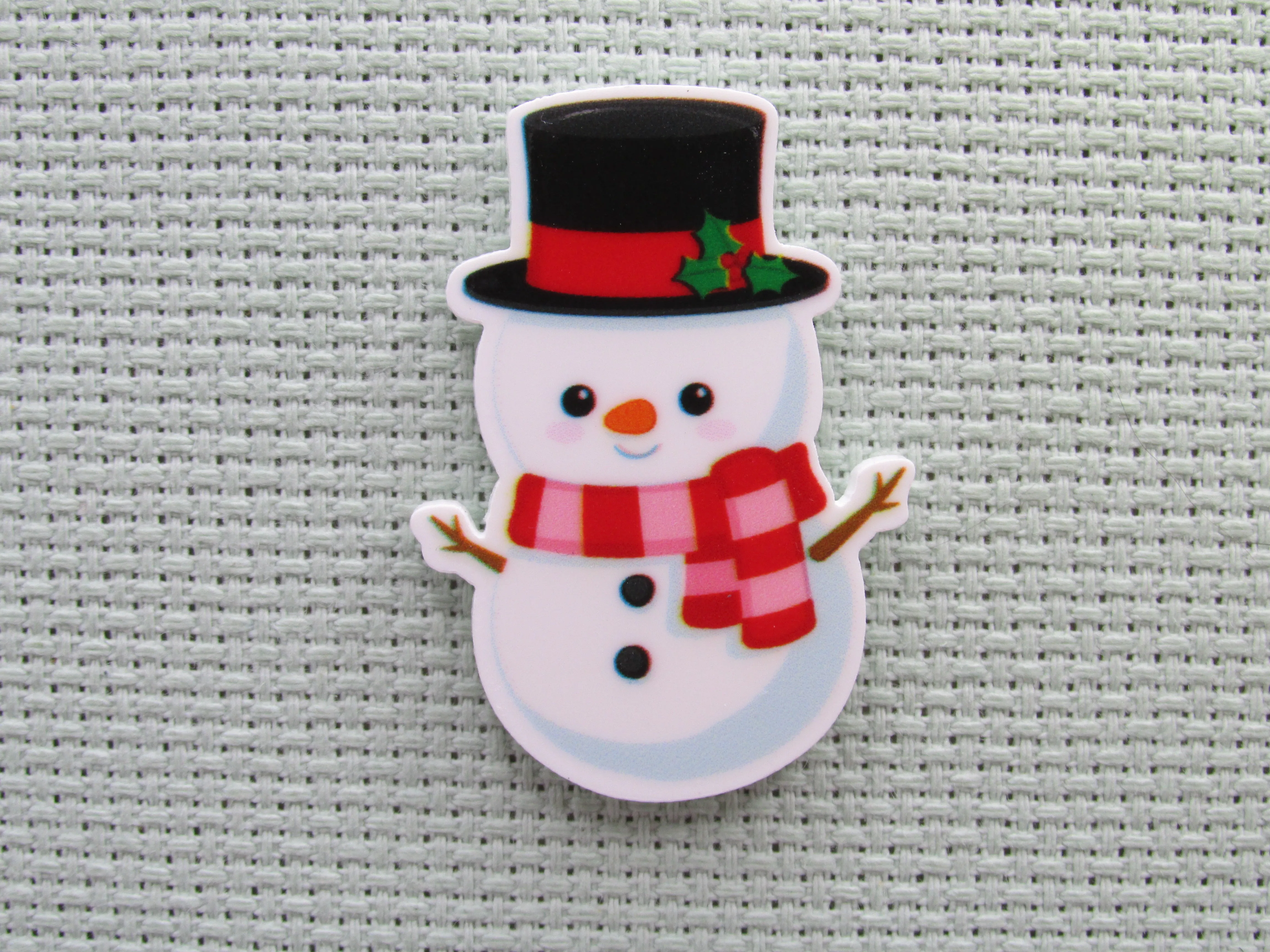 Scarf Wearing Snowman Needle Minder, Cover Minder, Magnet