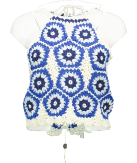 Sea New York Blue Hayden Crochet Halter Neck Tank UK M
