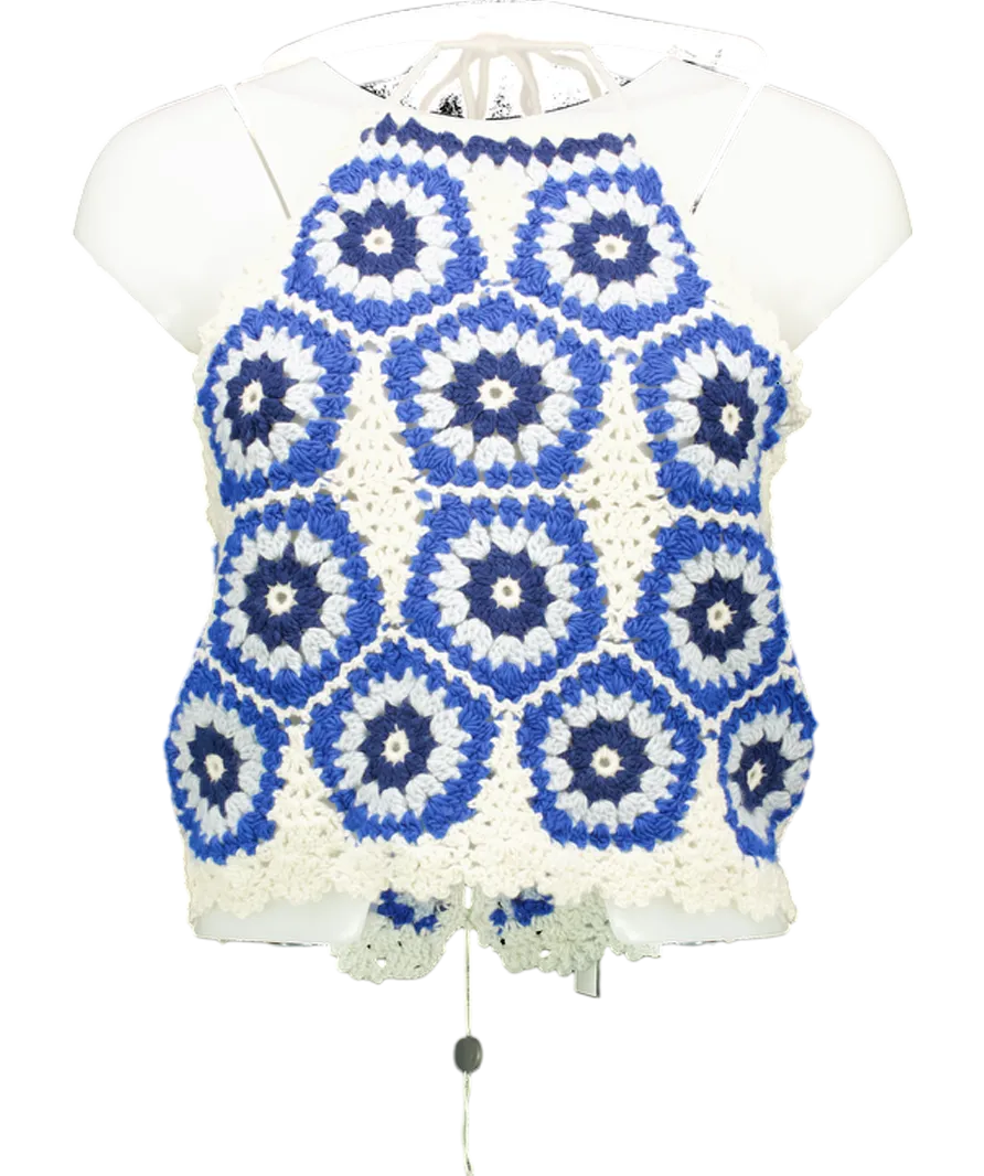 Sea New York Blue Hayden Crochet Halter Neck Tank UK M