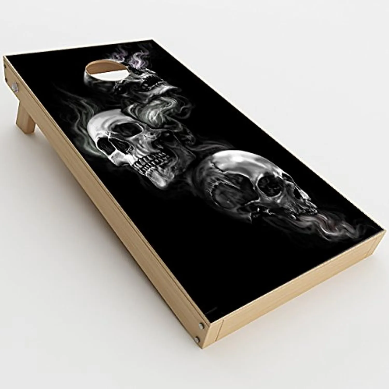 Skin Decals Vinyl Wrap for Cornhole Game Board Bag Toss (2xpcs.) / Glowing Skulls in Smoke