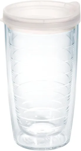 Tervis Clear & Colorful Lidded Made in USA Double Walled Insulated Tumbler Travel Cup Keeps Drinks Cold & Hot, 16oz, Clear Lid