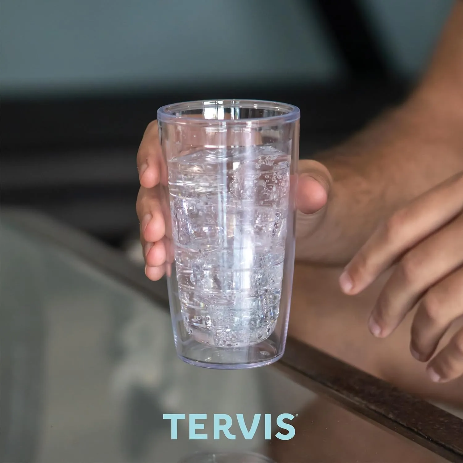 Tervis Clear & Colorful Lidded Made in USA Double Walled Insulated Tumbler Travel Cup Keeps Drinks Cold & Hot, 16oz, Clear Lid