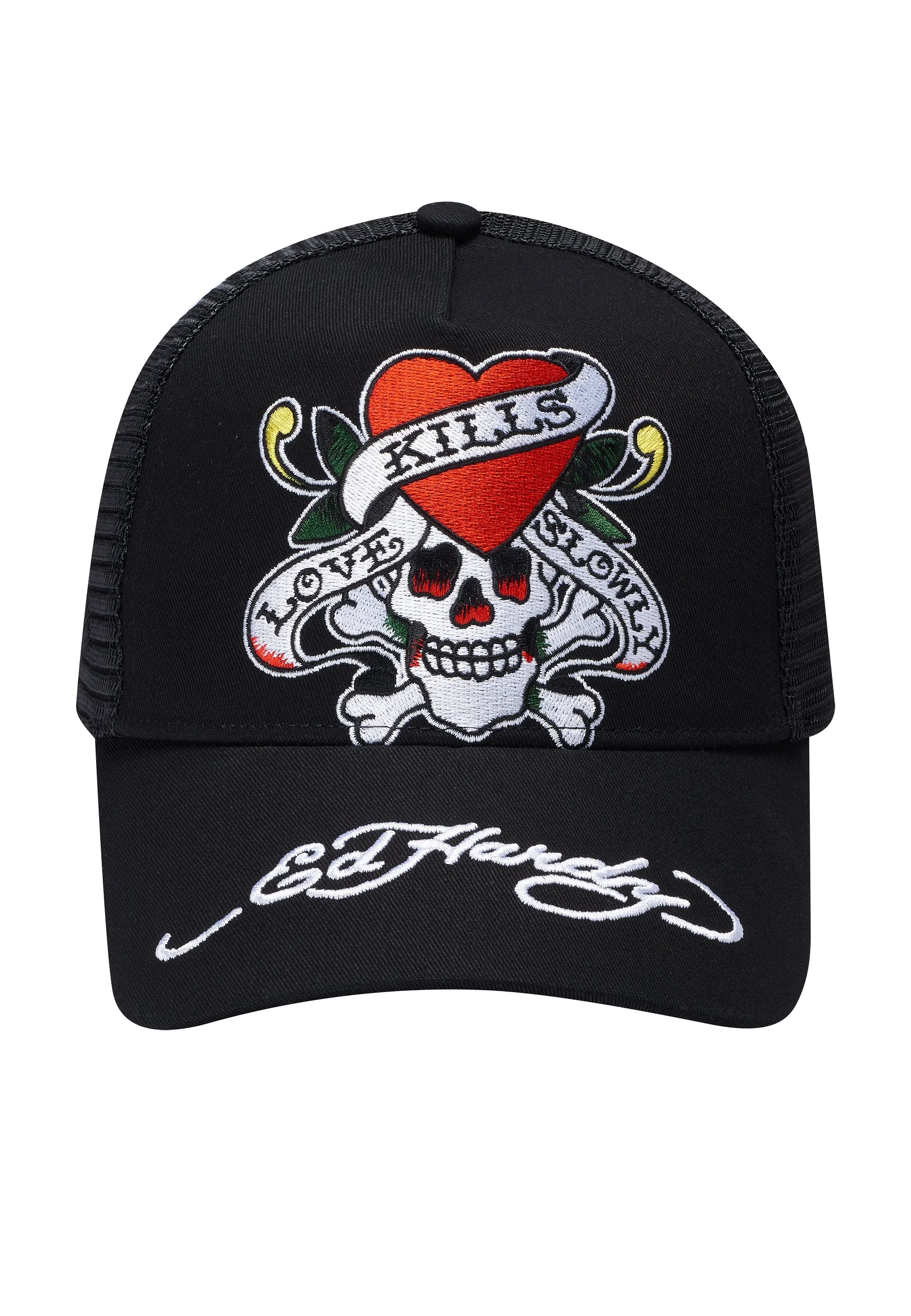 Unisex Love-Slowly Twill Front Mesh Trucker Cap - Black
