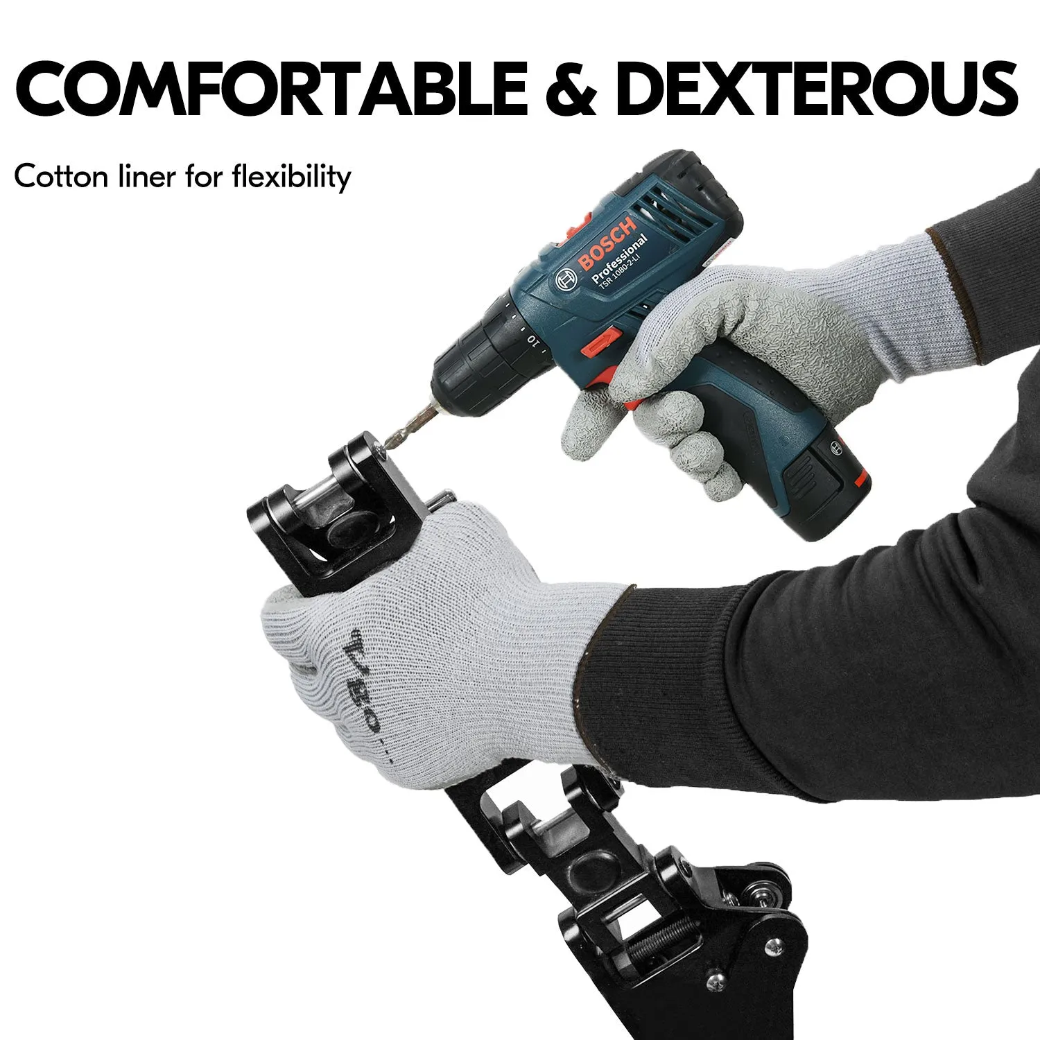 VGO 10 Pairs Latex Coating Gardening and Work Gloves(Black Blue Grey Coat,SK2102-B)