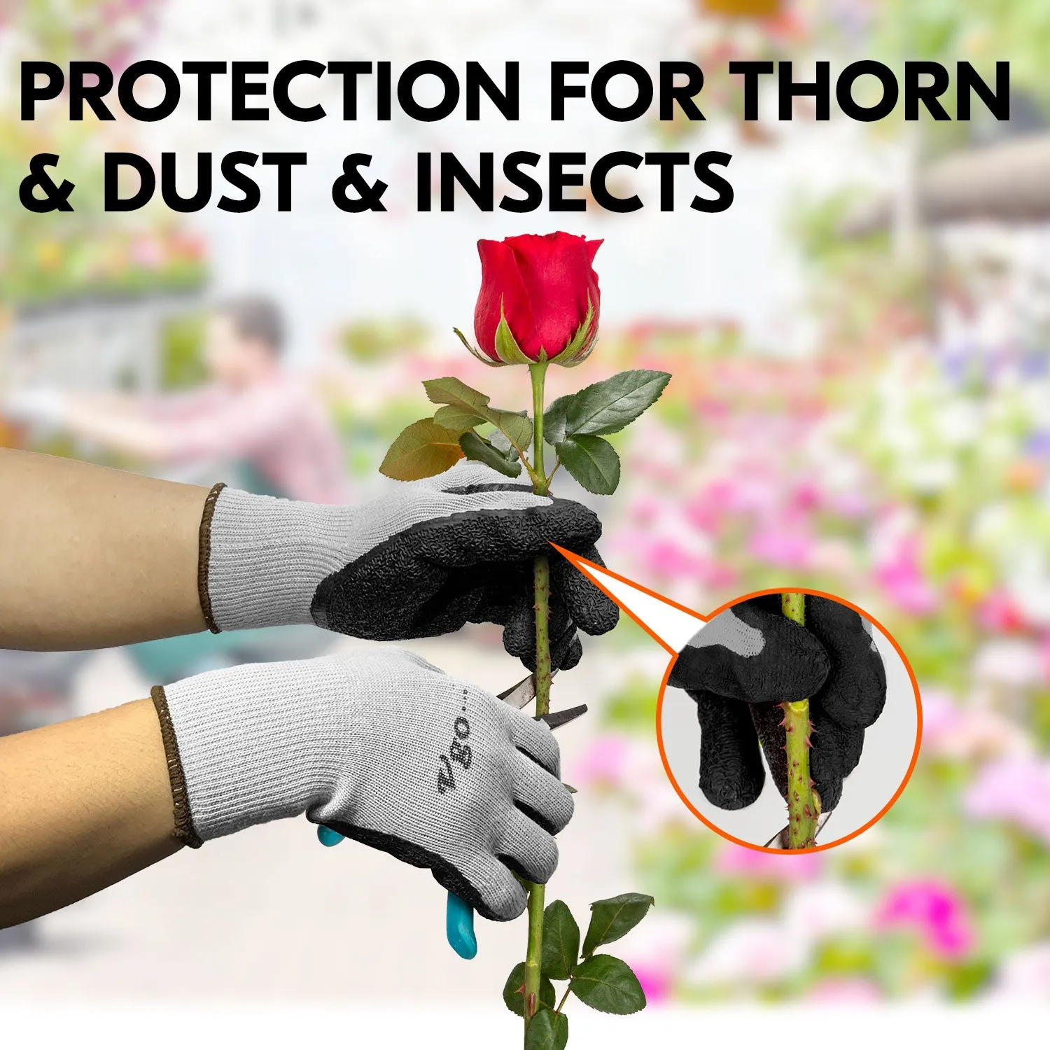 VGO 10 Pairs Latex Coating Gardening and Work Gloves(Black Blue Grey Coat,SK2102-B)