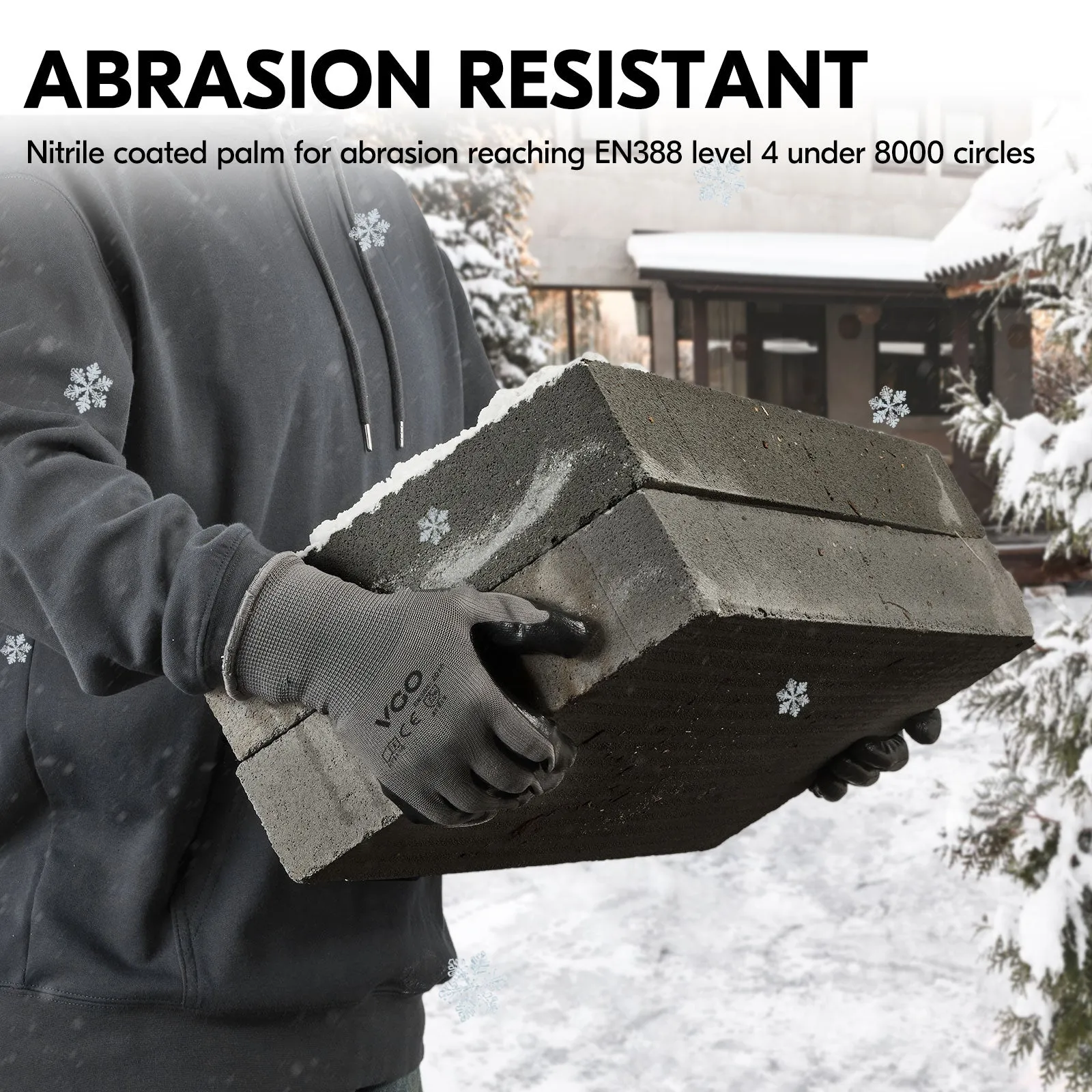 VGO 1/2Pairs Winter Gloves,Cold Weather Safety Work Gloves,Cold Storage or Freezer Use,Outdoor Heavy Duty,Double Lining,Nitrile Coated (NT2110FLWP-GRA)