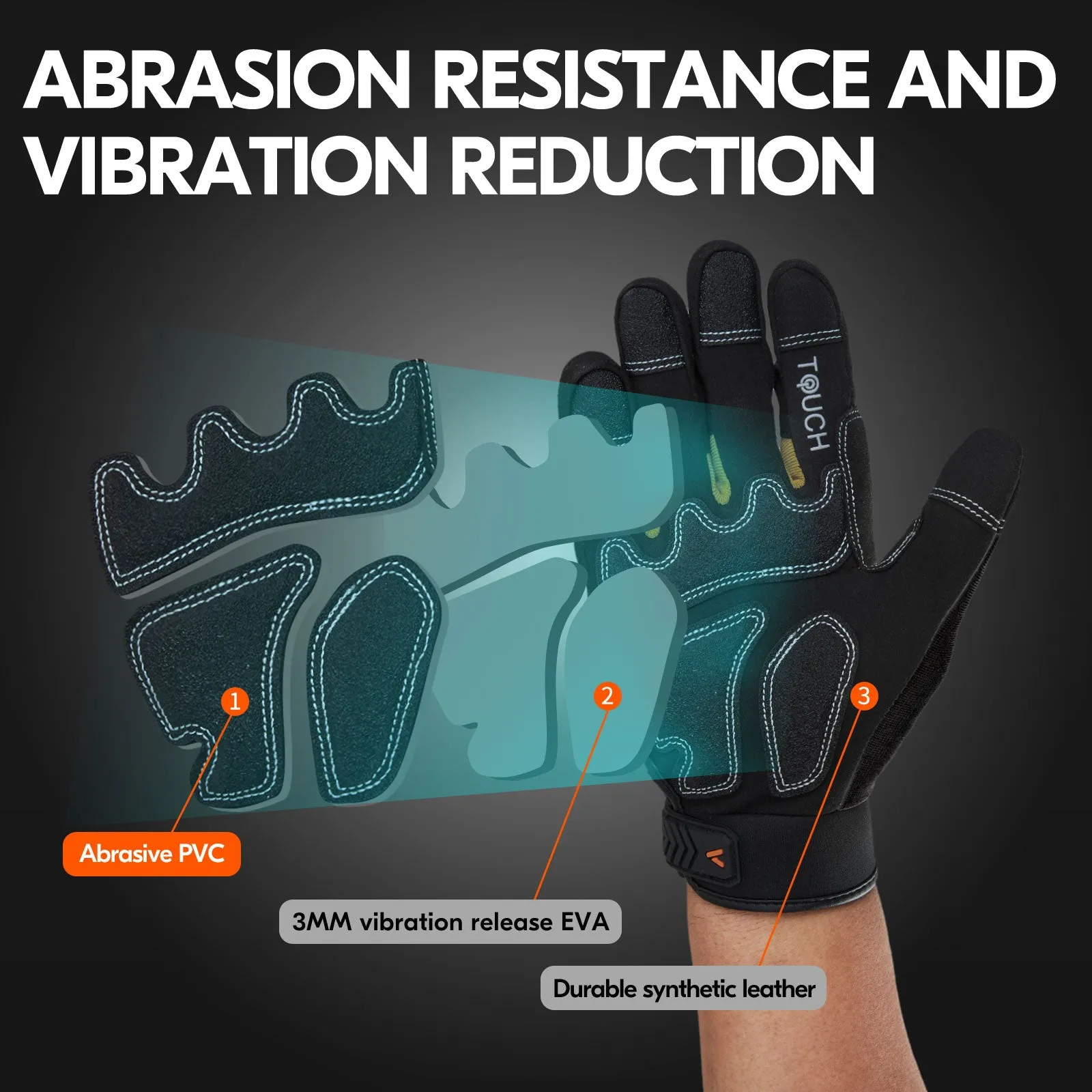 VGO 1/3 Pairs High Dexterity of Heavy-Duty Synthetic Leather Work Gloves Mechanic Gloves Rigger Gloves  (Black, SL8849)