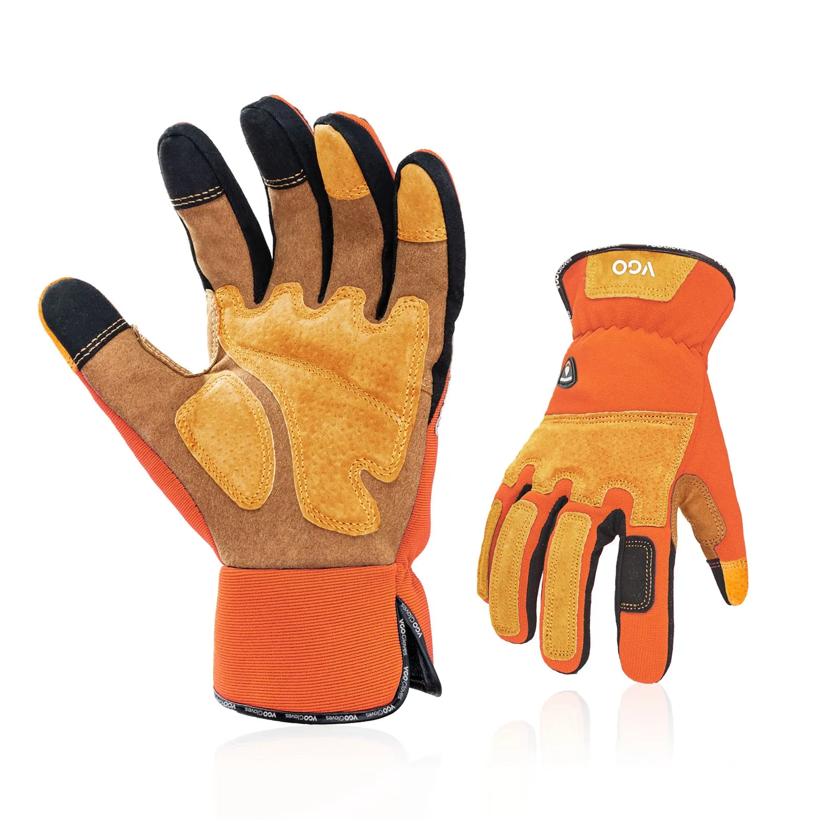VGO 1Pair 0℃/32°F Winter Gardening Gloves Men,Safety Work Gloves,Puncture-proof,Thornproof,Touchscreen(SL7475FLWP-ORA)