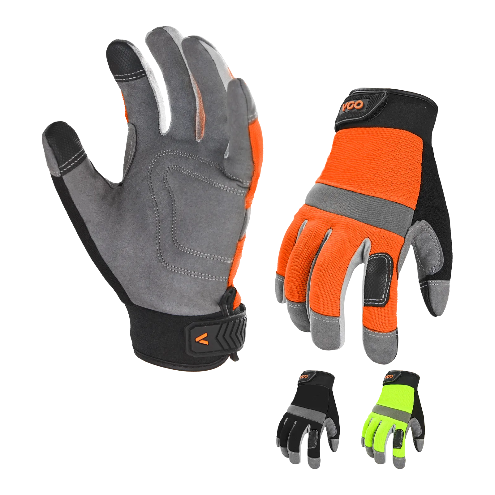 VGO 3Pairs Safety Work Gloves,Builder Gloves,Gardening Gloves,Light Duty Mechanic Gloves(SL7584)