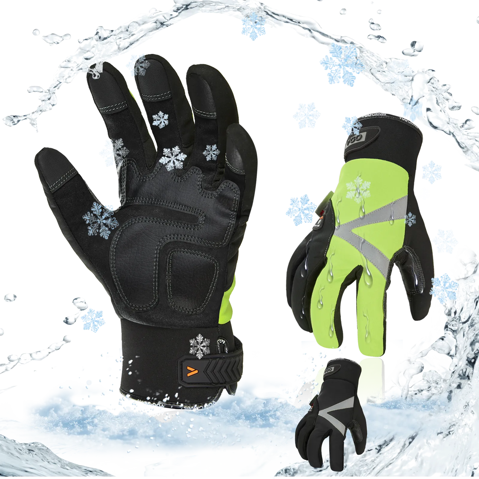 VGO -4℉ or above 3M Thinsulate C100 Lined High Dexterity Touchscreen Synthetic Leather Winter Warm Work Gloves, Waterproof Insert (SL8777FW）