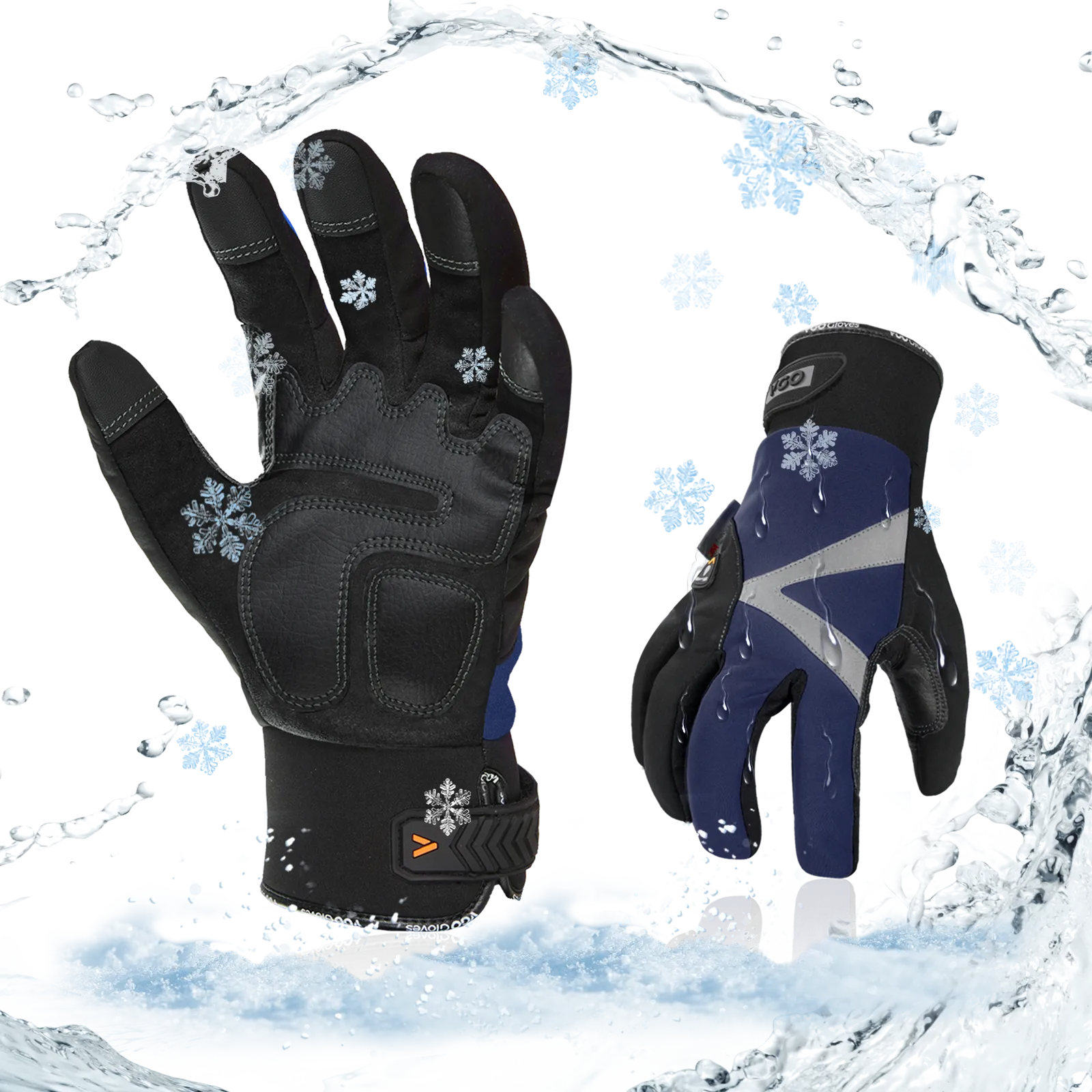 VGO -4℉ or above 3M Thinsulate C100 Lined High Dexterity Touchscreen Synthetic Leather Winter Warm Work Gloves, Waterproof Insert (SL8777FW）