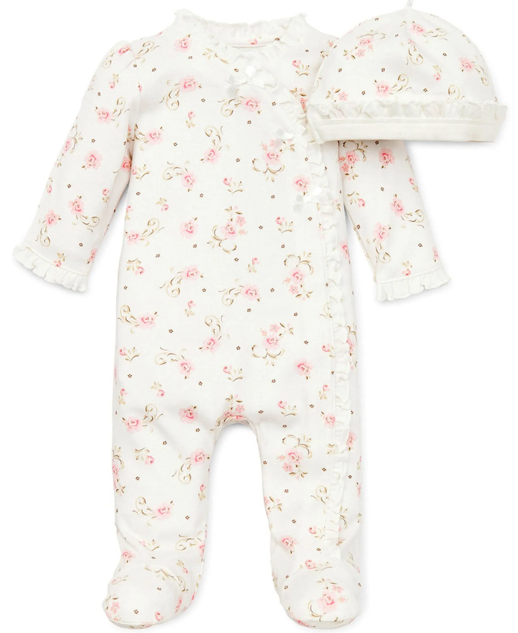 Vintage Rose Footed One-Piece And Hat