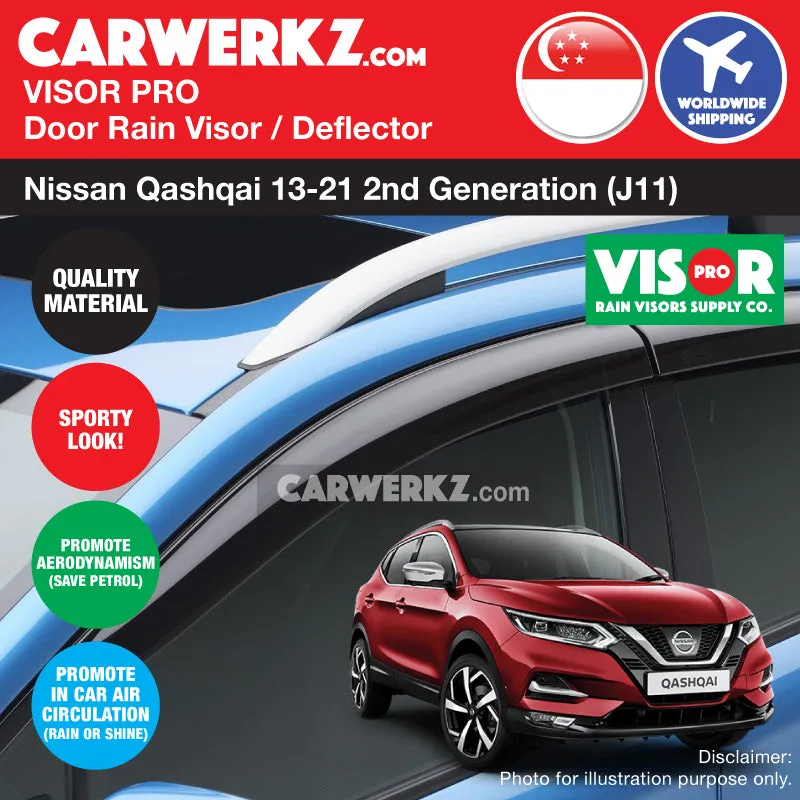 VISOR PRO Nissan Qashqai Rouge Sport 2013-2021 2nd Generation (J11) Door Rain Visors