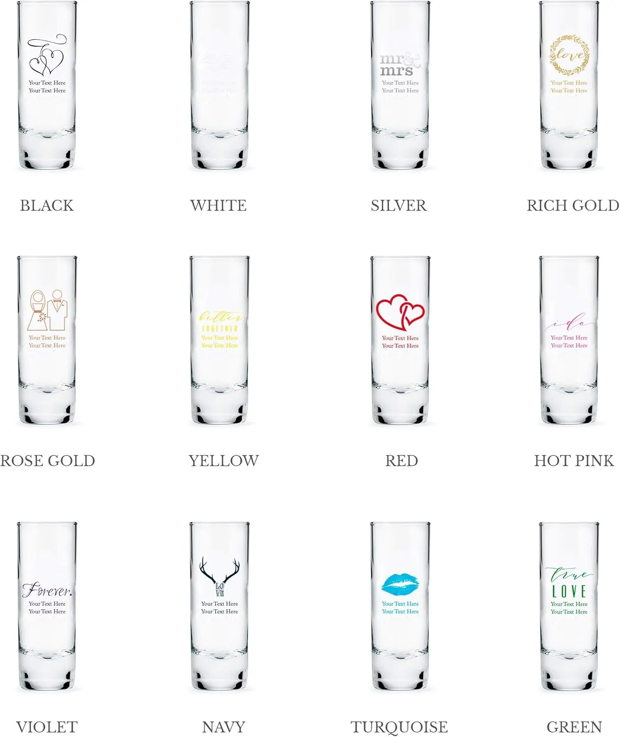 WEDDINGSTAR Personalized 2.5oz Tall Shot Glass Customizable Full Color Print - 1 pack (sample)