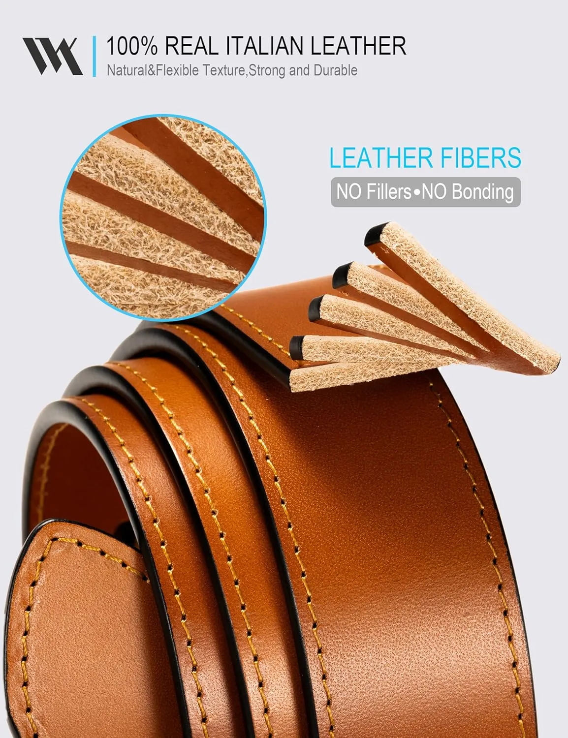WOLFANT Men's 35mm Dress Casual Belt,100% Italian Full Grain Real Solid Leather