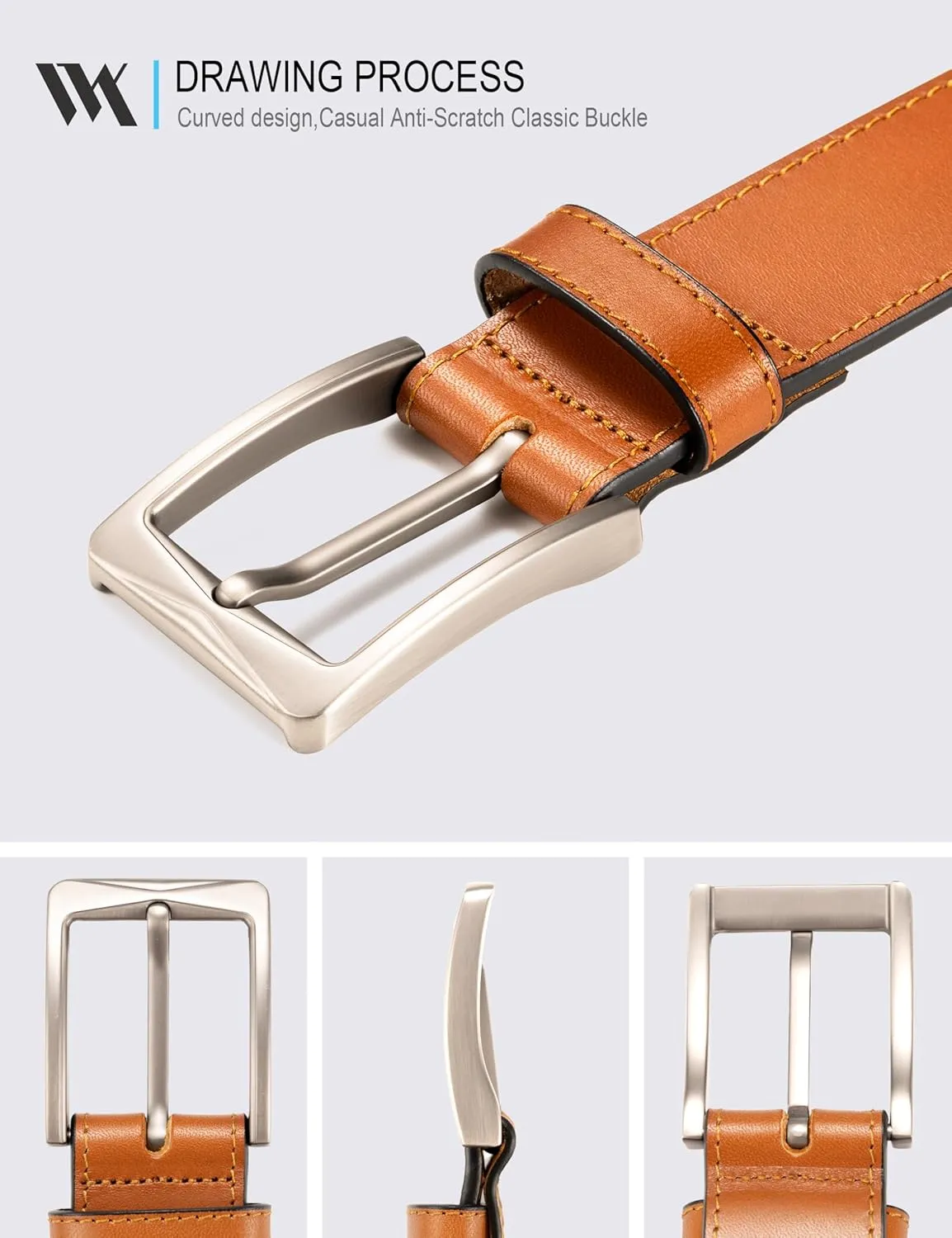 WOLFANT Men's 35mm Dress Casual Belt,100% Italian Full Grain Real Solid Leather