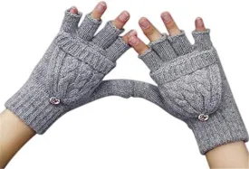 Women Men Winter Knit Mitten Gloves Thermal Fleece Lined Mittens Full Finger Hand Warmer Cold Weather Gloves