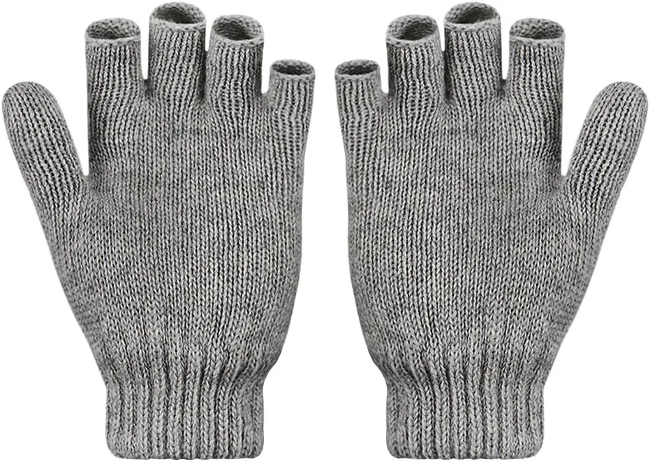 Women Men Winter Knit Mitten Gloves Thermal Fleece Lined Mittens Full Finger Hand Warmer Cold Weather Gloves