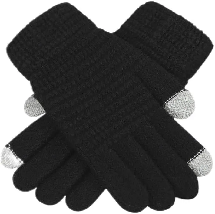Women Men Winter Knit Mitten Gloves Thermal Fleece Lined Mittens Full Finger Hand Warmer Cold Weather Gloves