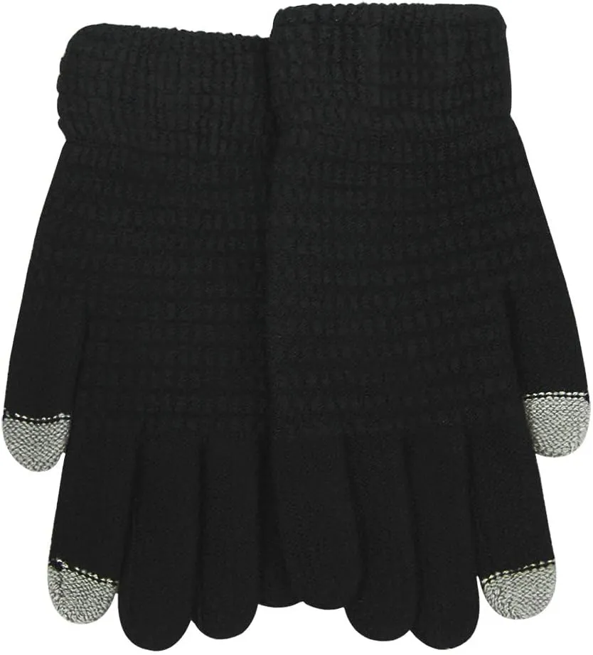 Women Men Winter Knit Mitten Gloves Thermal Fleece Lined Mittens Full Finger Hand Warmer Cold Weather Gloves