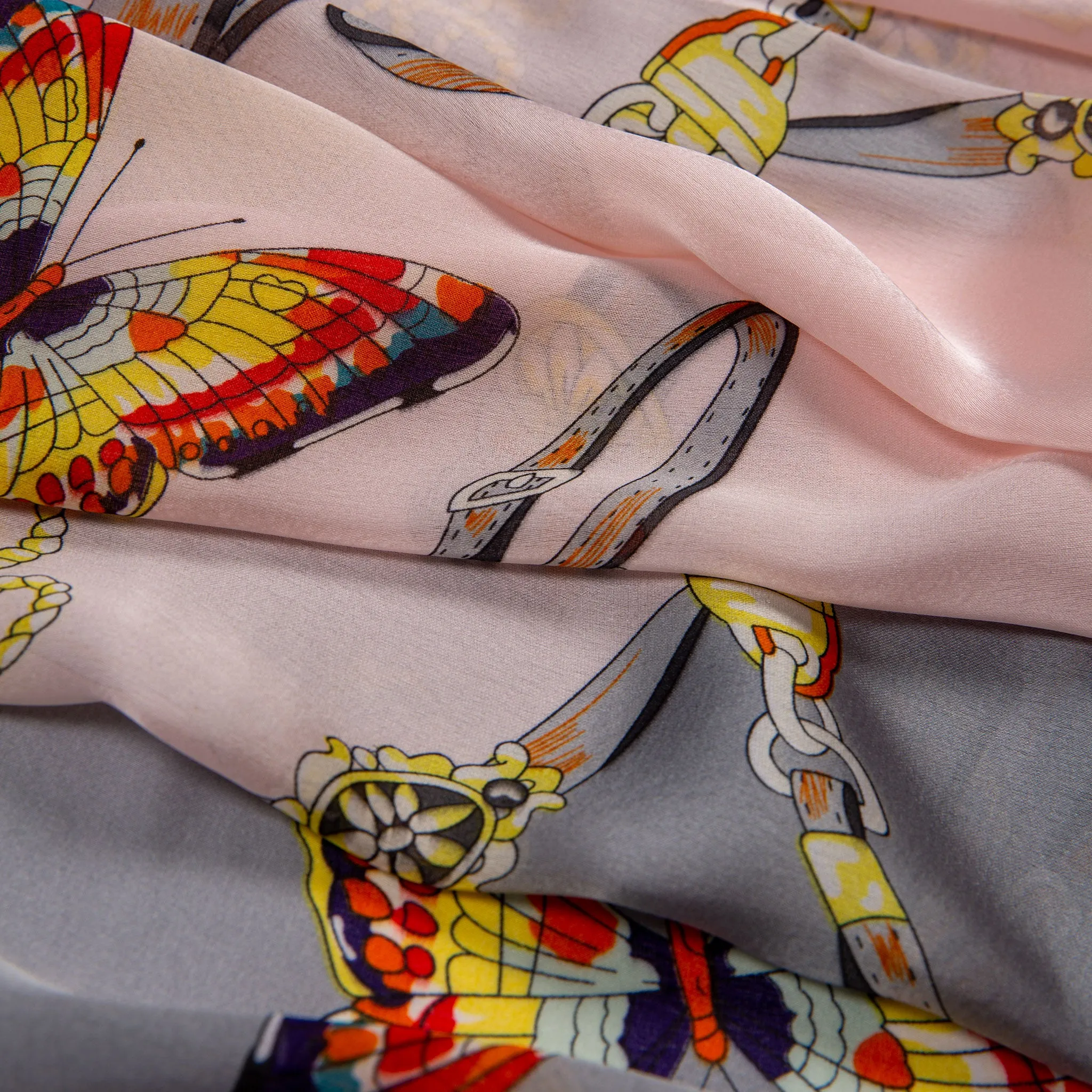 Women’s Butterflies and Buckles Print Silk-Like Lightweight Scarf