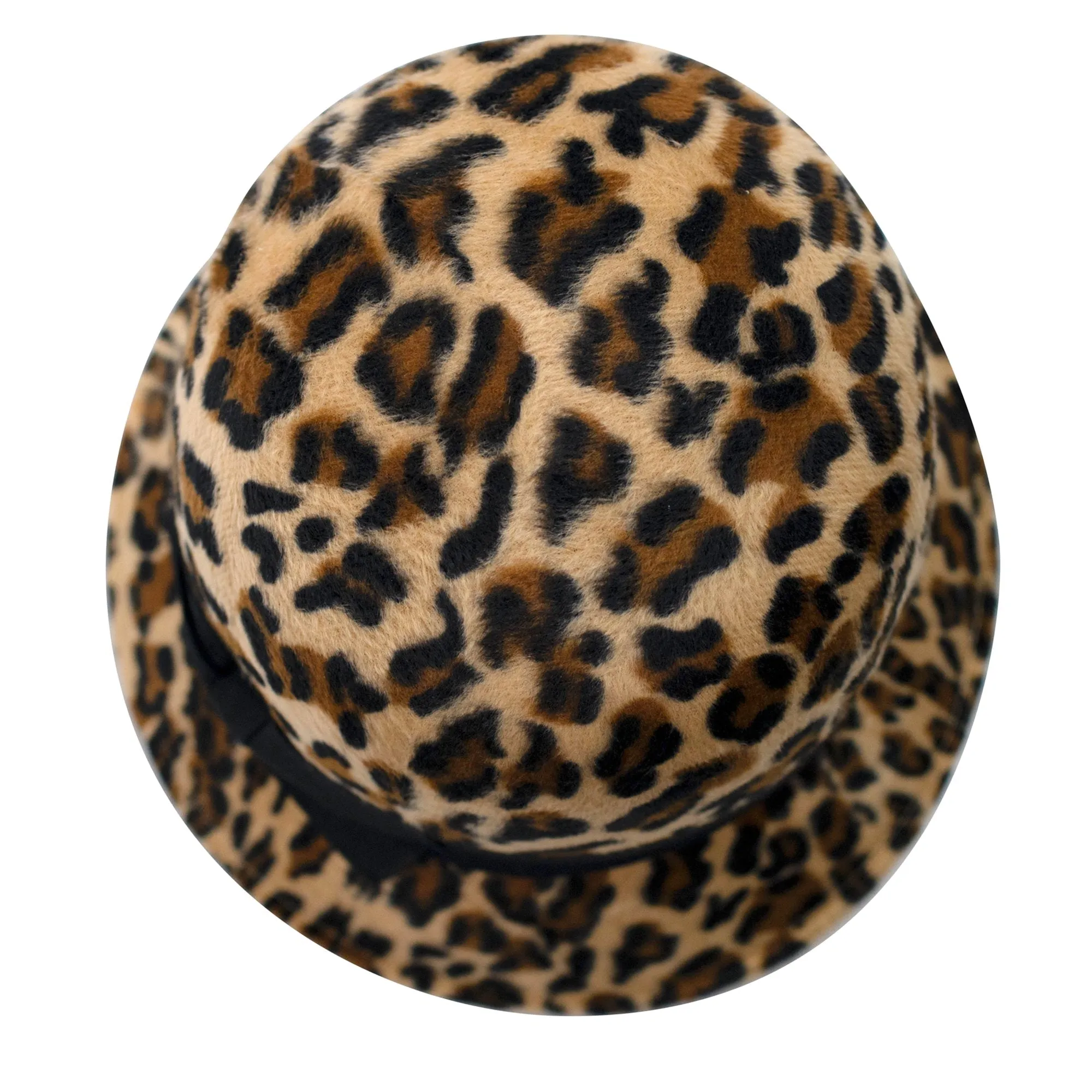 Women's Faux wool felt leopard cloche with grosgrain bow