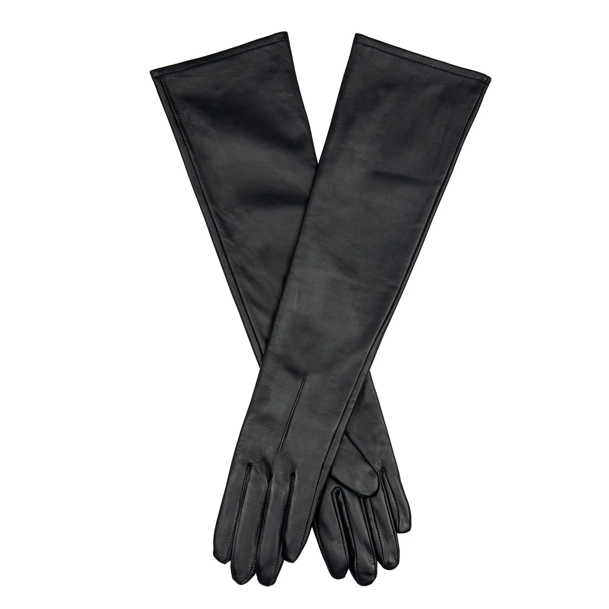 Women's Single-Point Long Above-Elbow Lined Leather Gloves